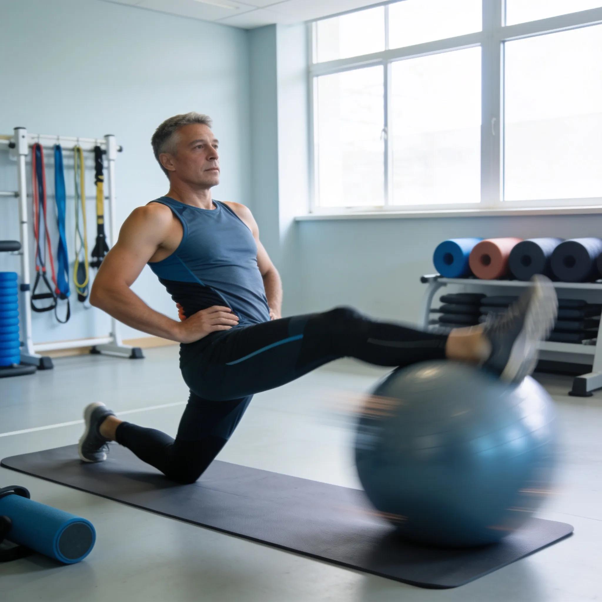 Patient engaging in safe exercise routine for bulging disc recovery